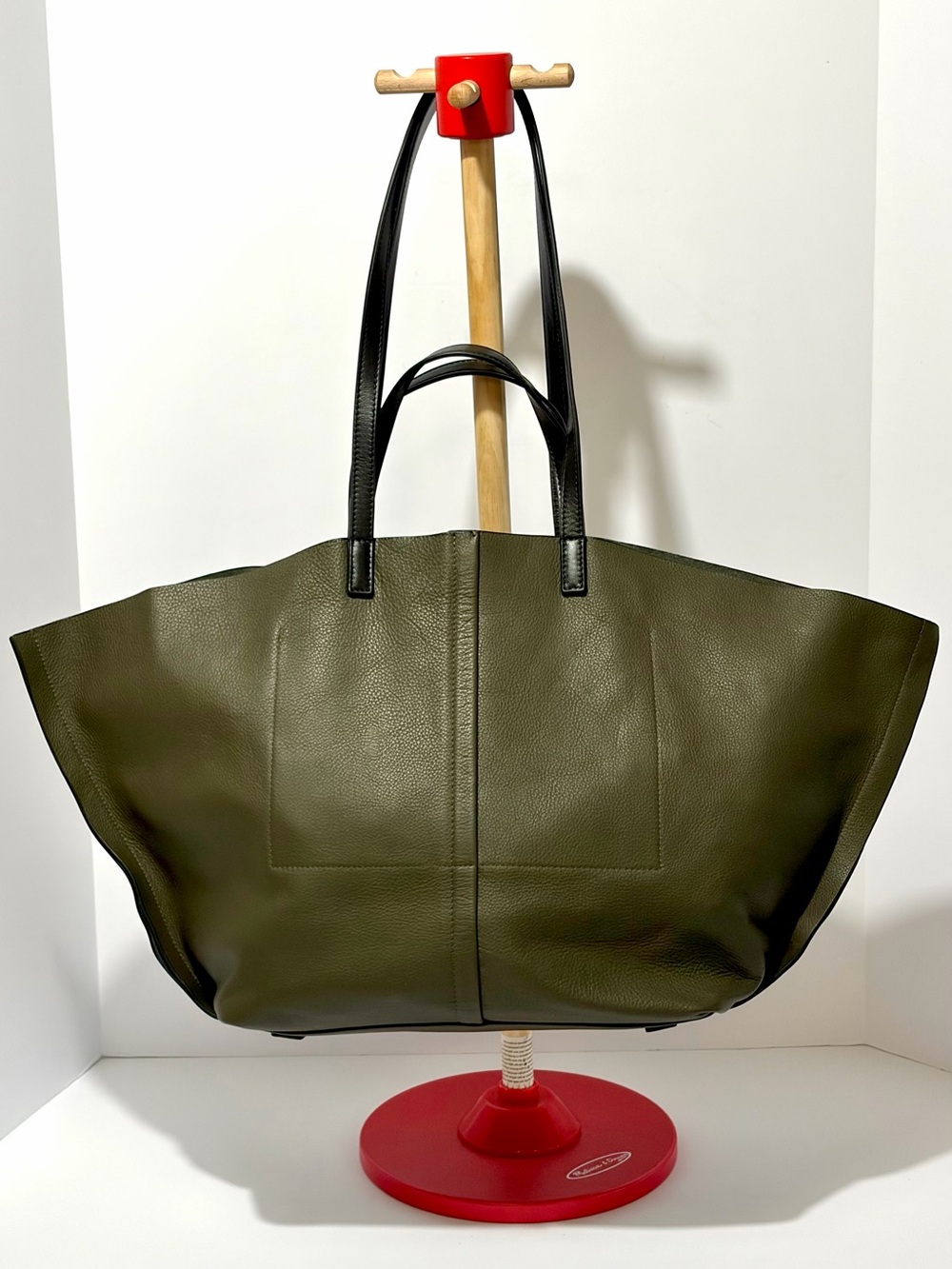 AllSaints Phoenix E/W Tote or Spacious Leather Tote in Military Green